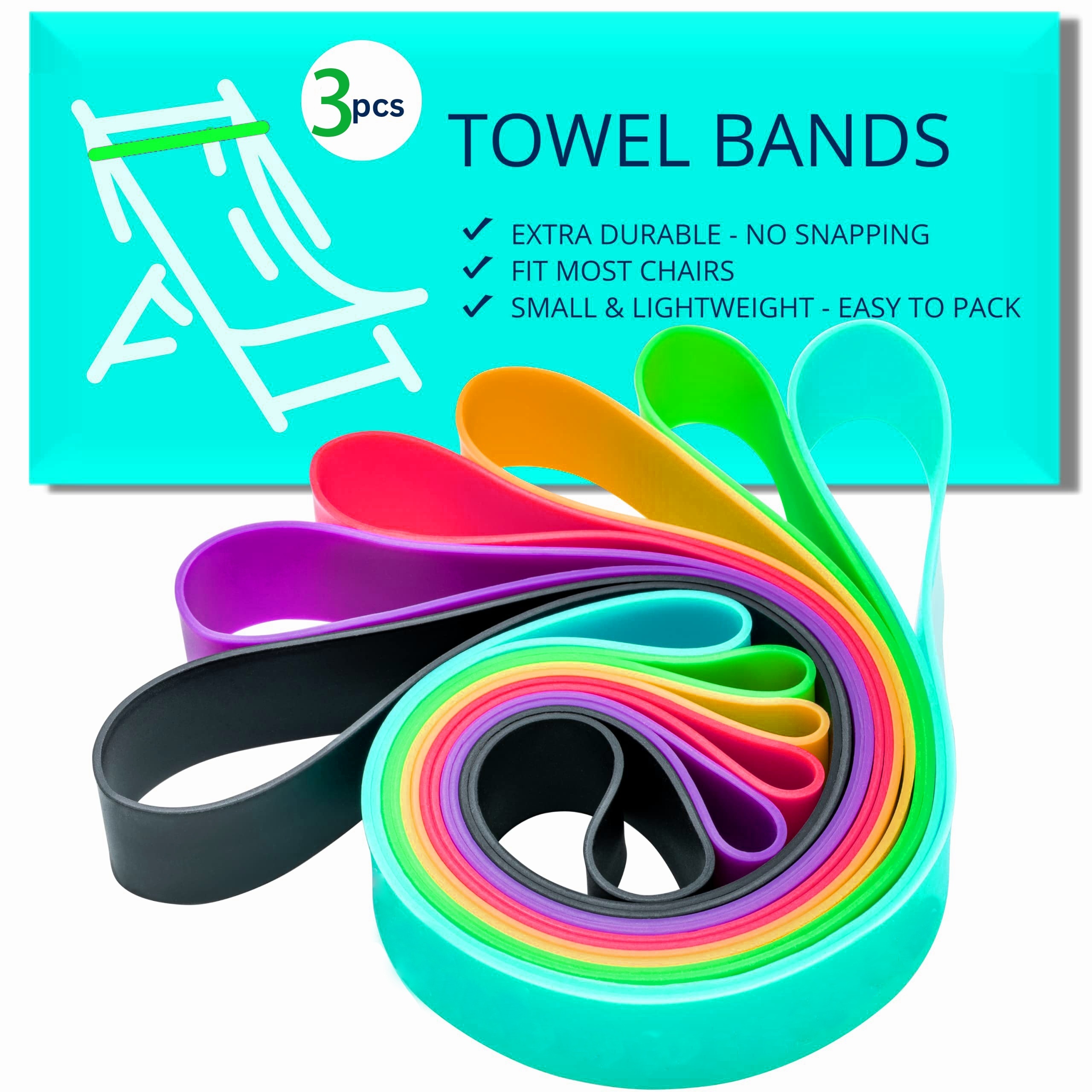 

3pcs Silicone Towel Bands For Beach Chair, Stretchable Beach Chair Bands, Windproof Beach Towel Clip Bands, Beach And Pool Chair Supplies, Bathroom Accessories