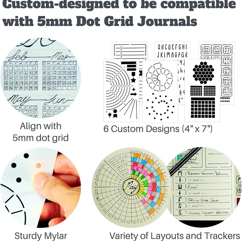 Easy To Use Stencil Set For Dotted Journals Time Saving - Temu
