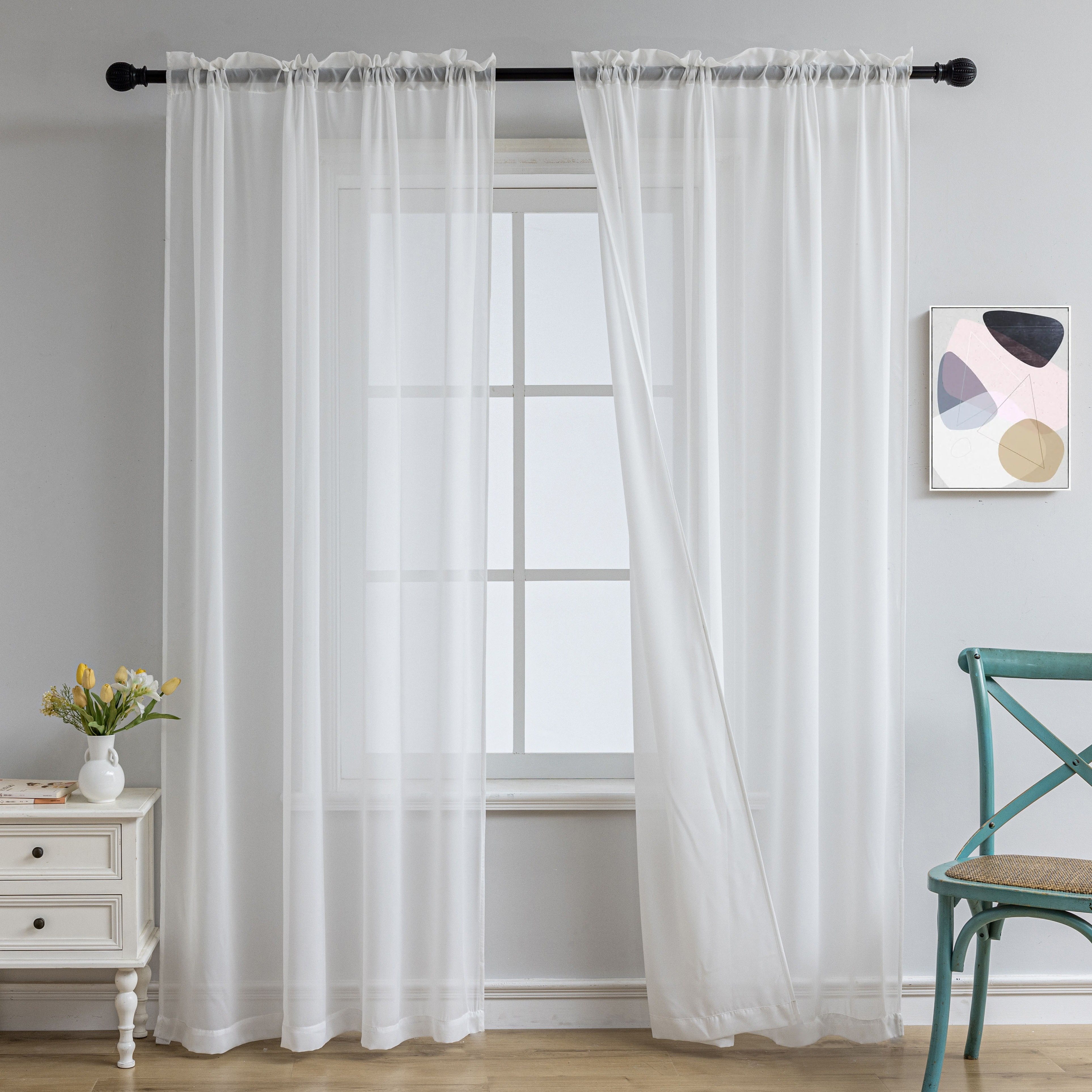 KEKUYA Tende per Interni da Letto Trasparenti Moderne, Grille blanche,Tende  Finestre Voile Semi Trasparenti per Soggiorno e Camera da Letto Luminoso  Decorazioni per la casa,2 Pezzi 132x240cm : : Casa e cucina