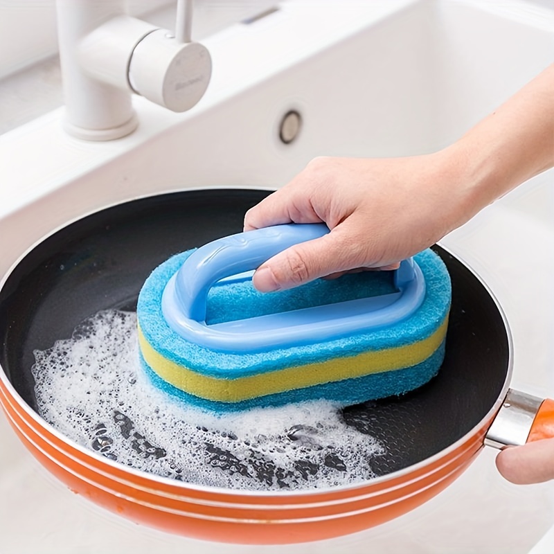 Sponge Cleaning Brush With Handle Sponge Wipe Thickened - Temu