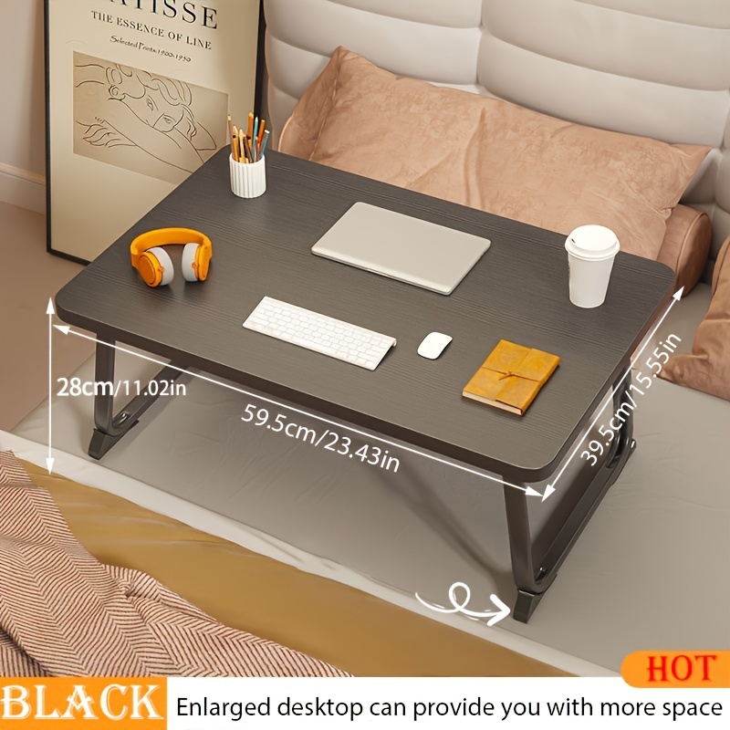 Folding Lap Desk for Bed and Sofa - Portable Wide Surface Bed Desk with  Built-in Cup Holder and Tablet or Phone Slot for Working, Studying, Eating