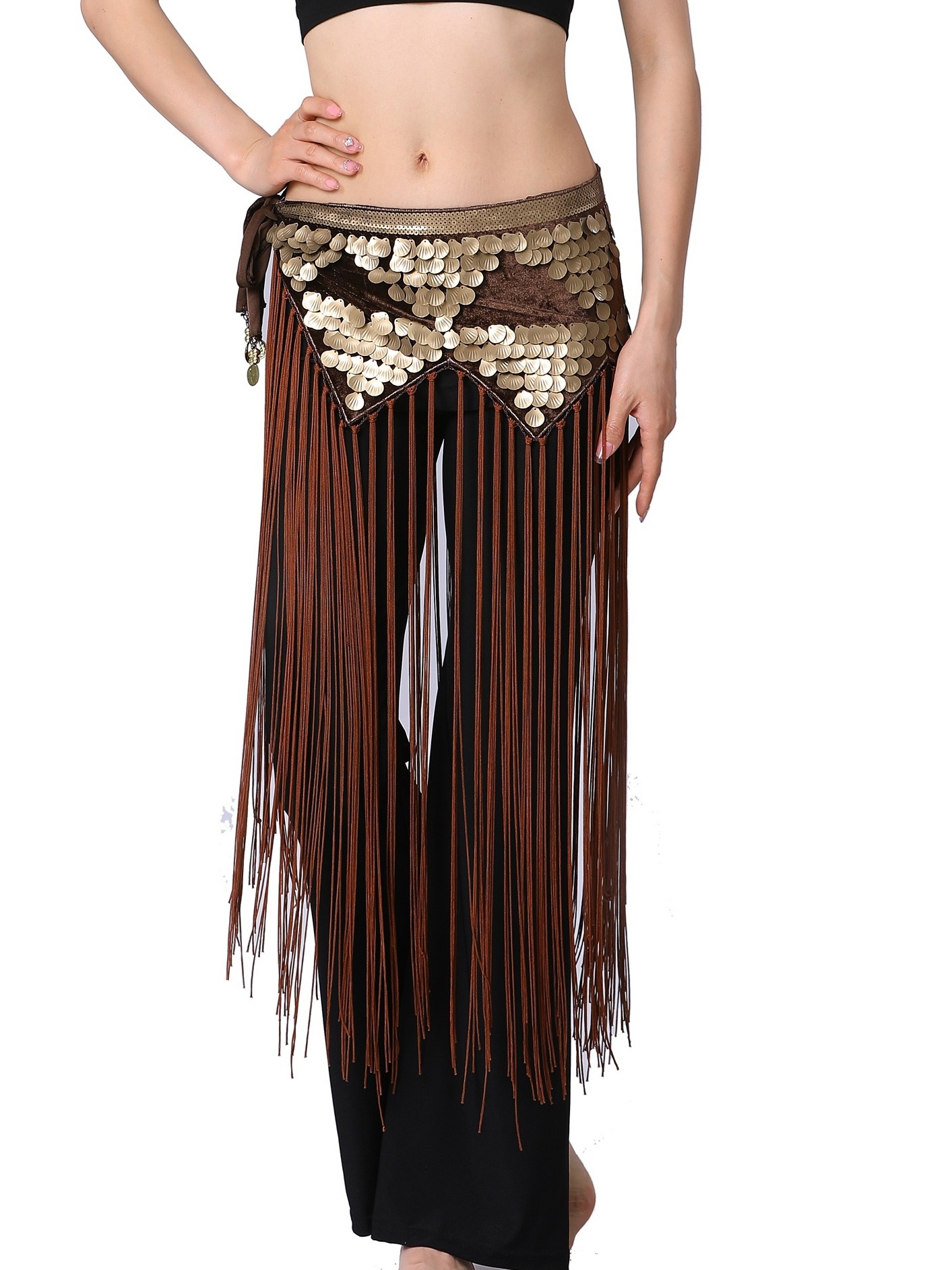 Tribal Vintage Belly Dance Costume Outfit Set 3pcs Bra Sequins