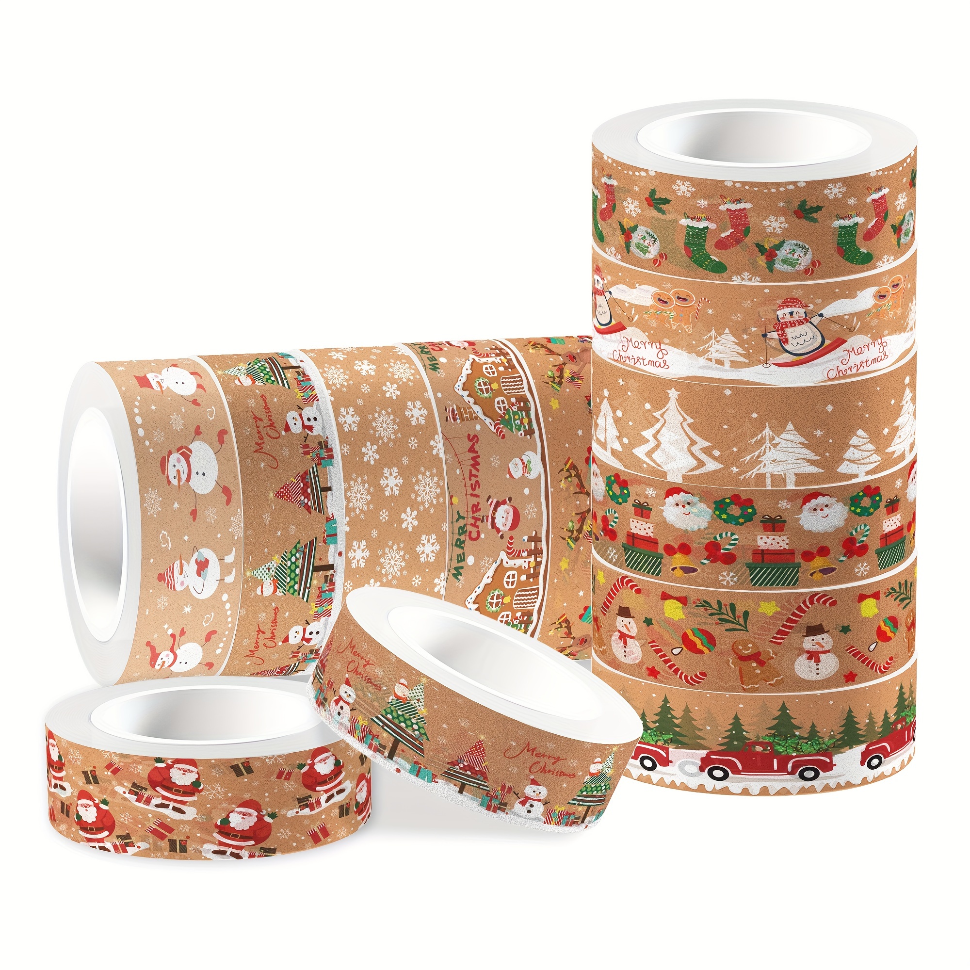 12 Rolls, Winter Washi Tape Blue White Holiday Washi Masking Tape Snowflake  Xmas Tree Snowman Reindeer Patterned Decorative Tape For Scrapbook Journal