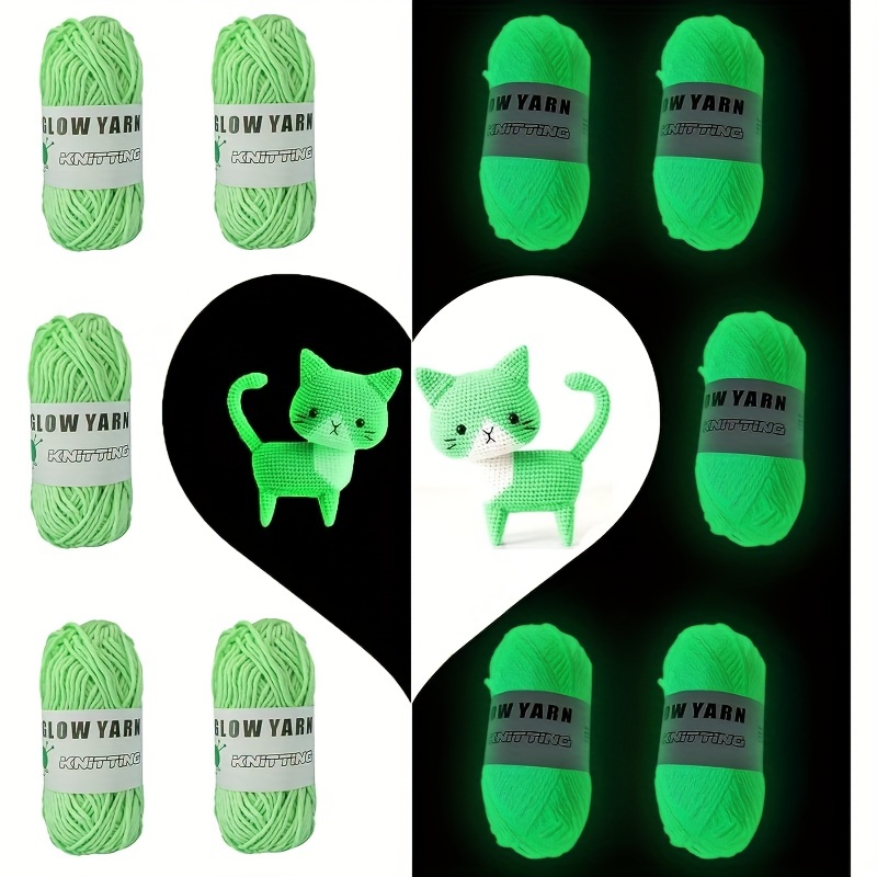 1/2/5Pcs)Glow In The Dark Yarn for Crochet, 55 Yards Per Roll Luminous DIY Glow  Yarn for Knitting for Beginners Party Supplies Scrubby Yarn