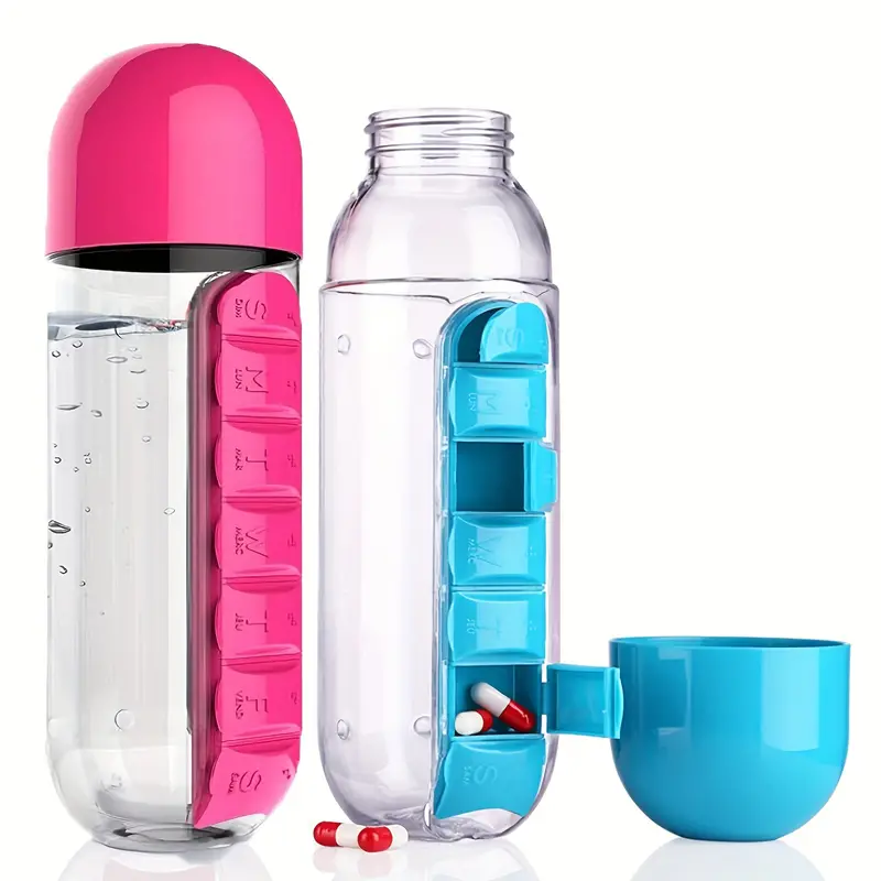 1pc Kreative Wasserflasche Täglicher Pillendose, Medizin-aufbewahrungsbox  Wasserflaschen-kombination Outdoor-fitness-fitness-camping-reisen, Kostenloser Versand, Kostenlose Rücksendung