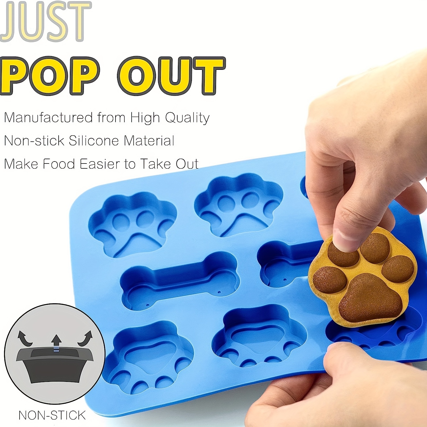 Silicone Molds Puppy Dog Paw And Bone Non stick Food Grade - Temu