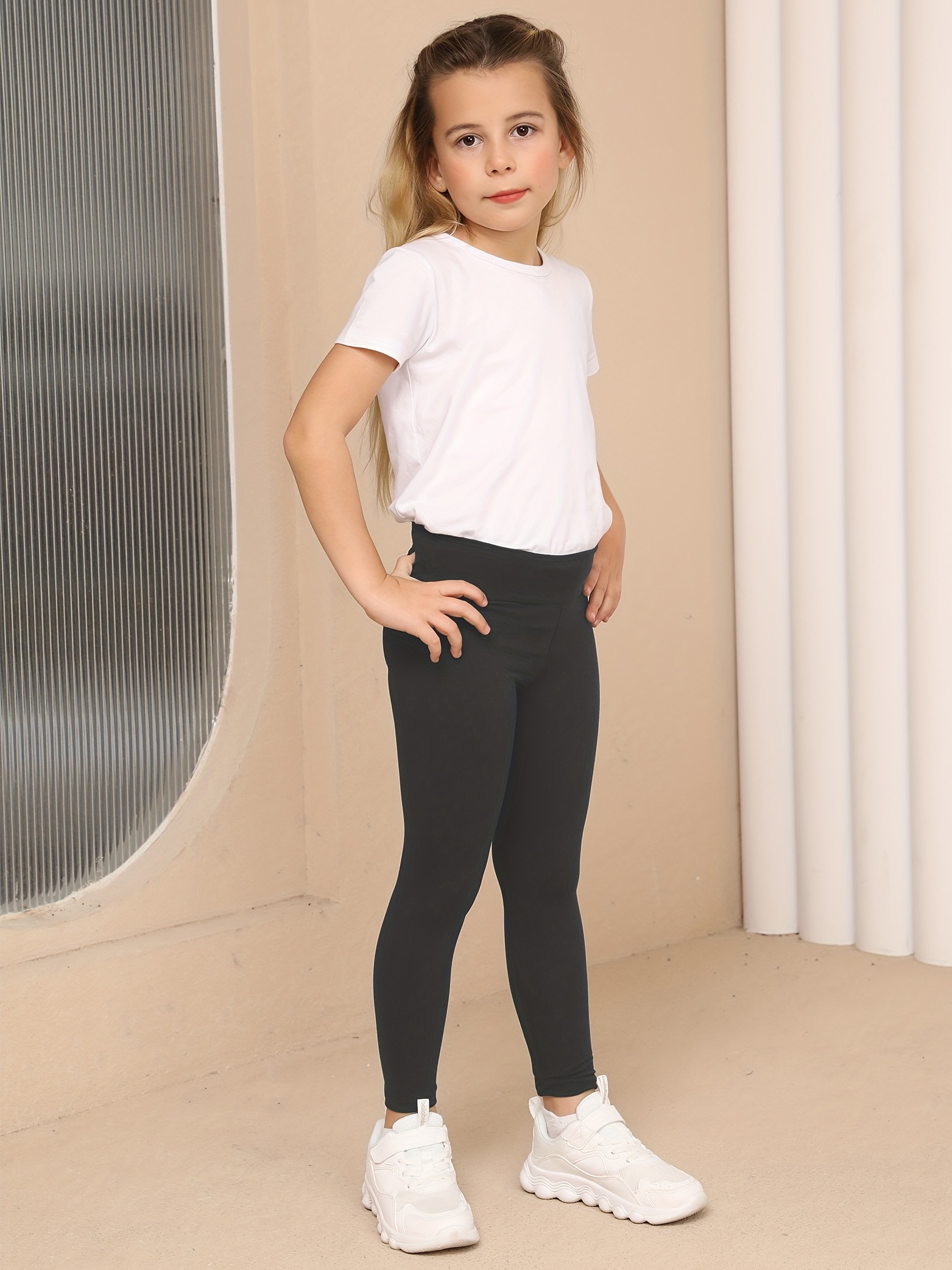 Buy Soft Hug Girls Cotton Solid Non-Transparent Ankle Length Leggings(Pack  of 2) at