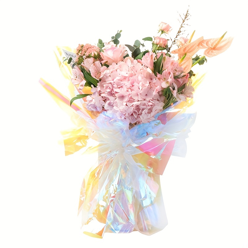 10pcs 58*58cm Iridescent, Rainbow, Light Pink Flower Wrapping Paper