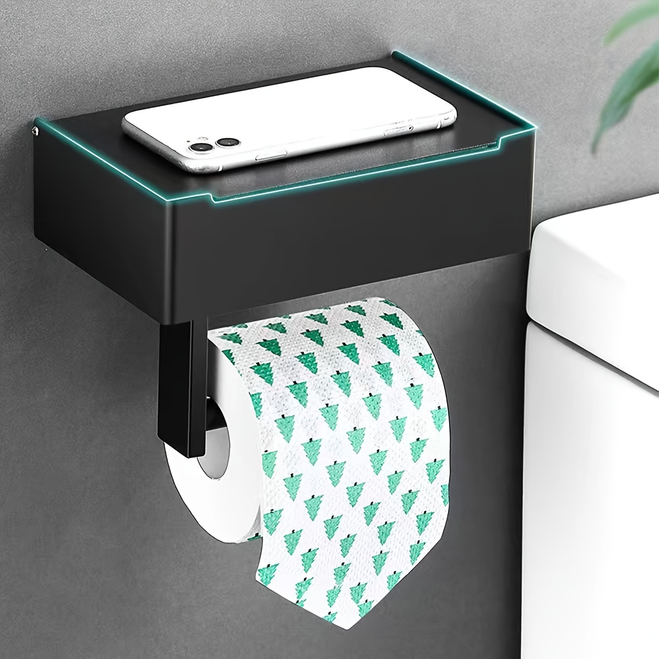 Black Self-adhesive Toilet Roll Holder Modern Bathroom -  Israel