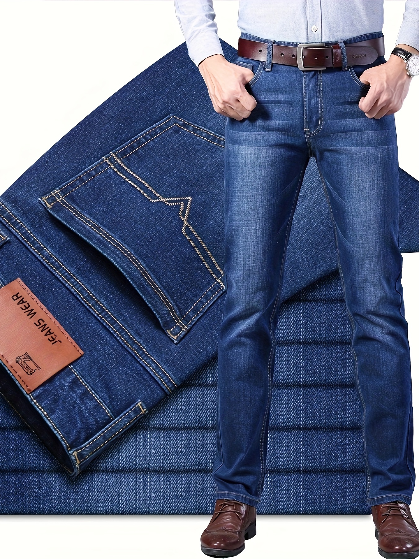 Letter Flag Pattern Men's Punk Style Washed Denim Pants - Temu