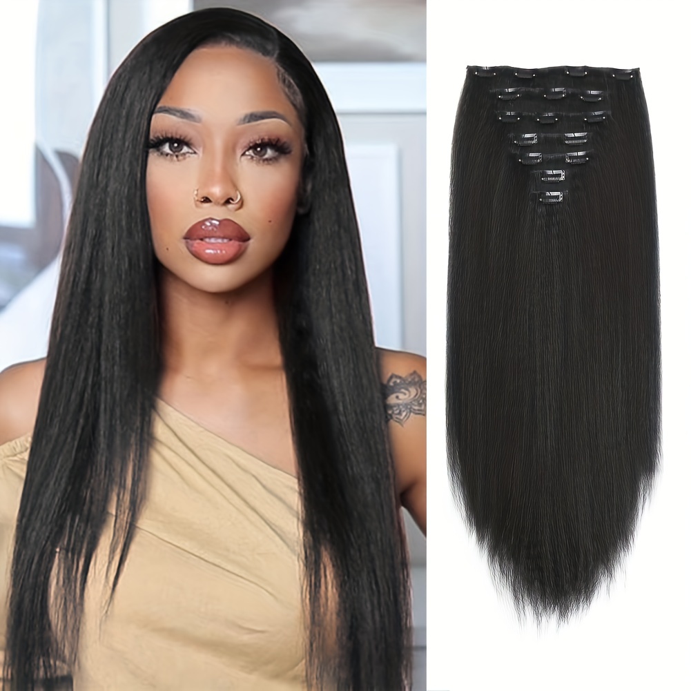 Long Straight Hair Extensions For Women Clips In Straight - Temu