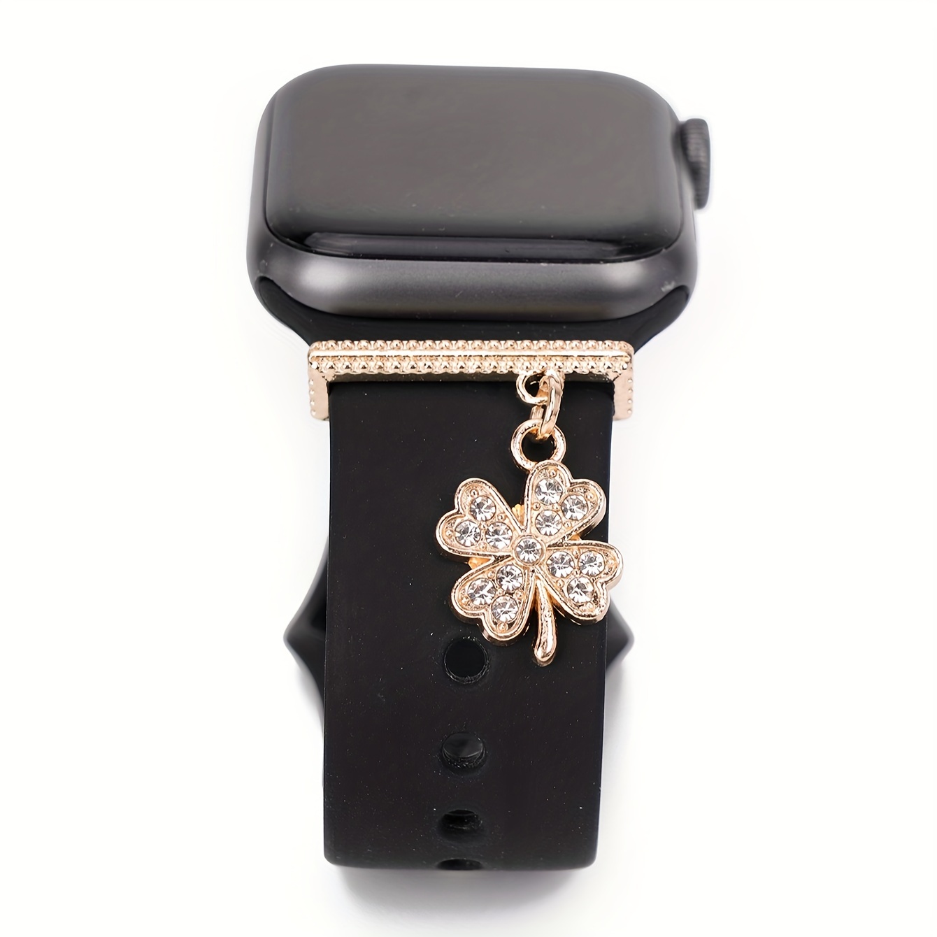 

1pc Loveliness Lucky Four-leaf Clover Charm Decorative Ring, For Iwatch Strap & Galaxy Watchband Ornament Accessories