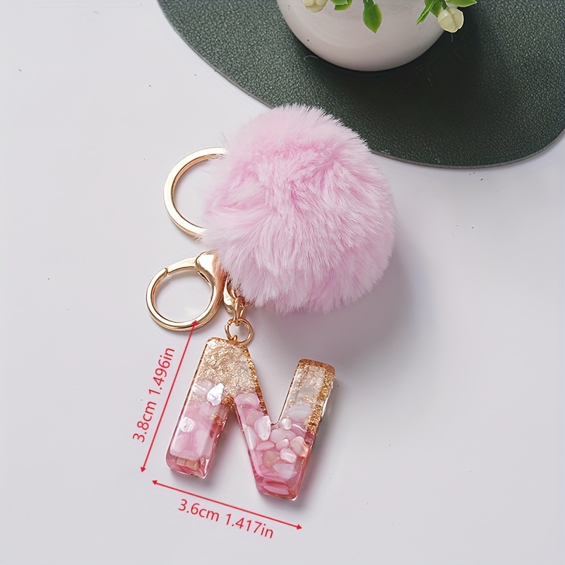 1pc Letter Alphabet Keychain Resin Letter A-Z Keyring Cute Key Chain Tassel Charm for Women Girls Gifts,Temu