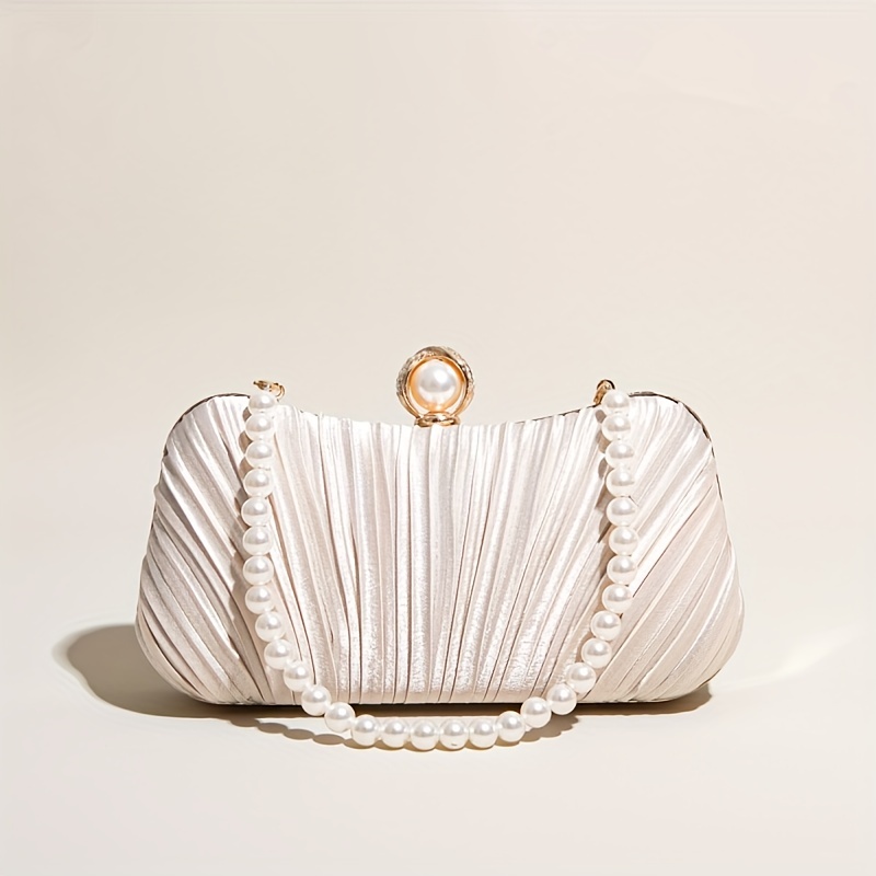 New Fashion Women Evening Bag Pearl Clutch Party Hand Bag