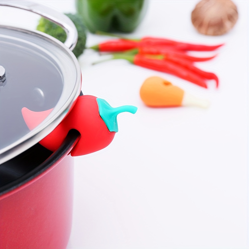 1pc Creative And Lovely Chili & Carrot Shaped Pot Lid Lifter With  Anti-overflow Silicone Cover