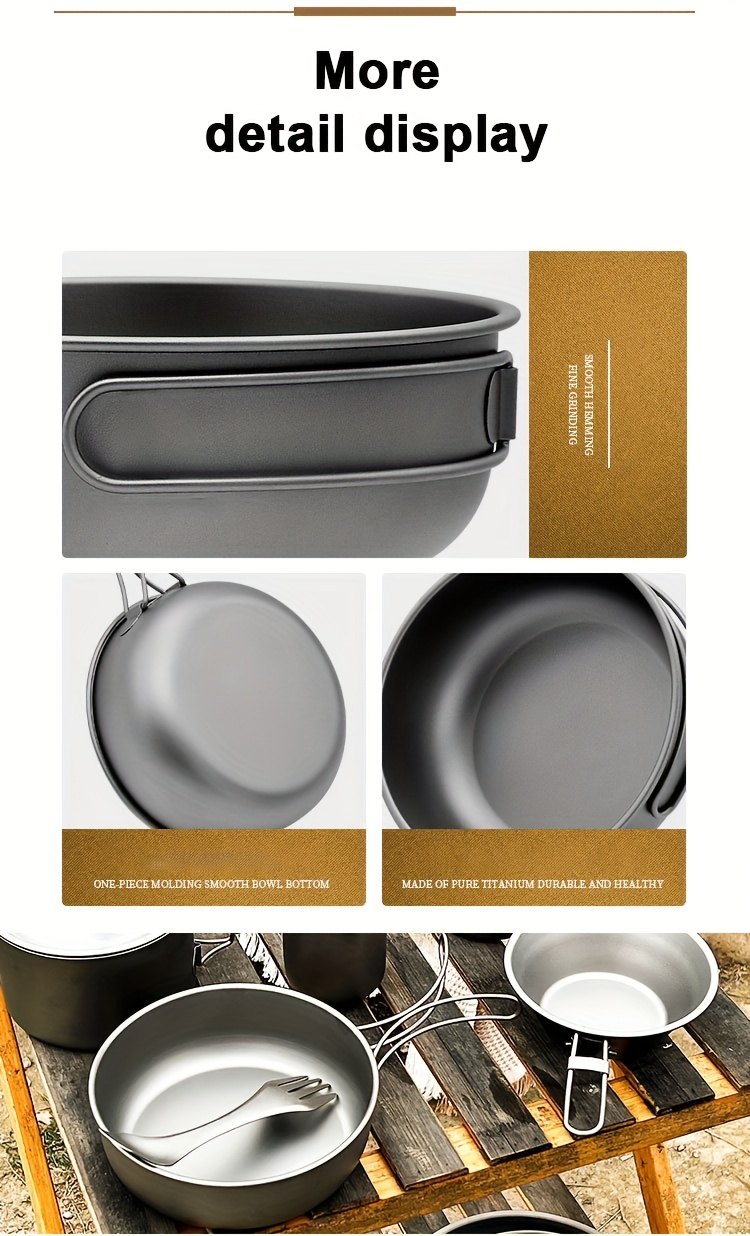 Titanium Fry Pan With Folding Handle Portable Outdoor - Temu