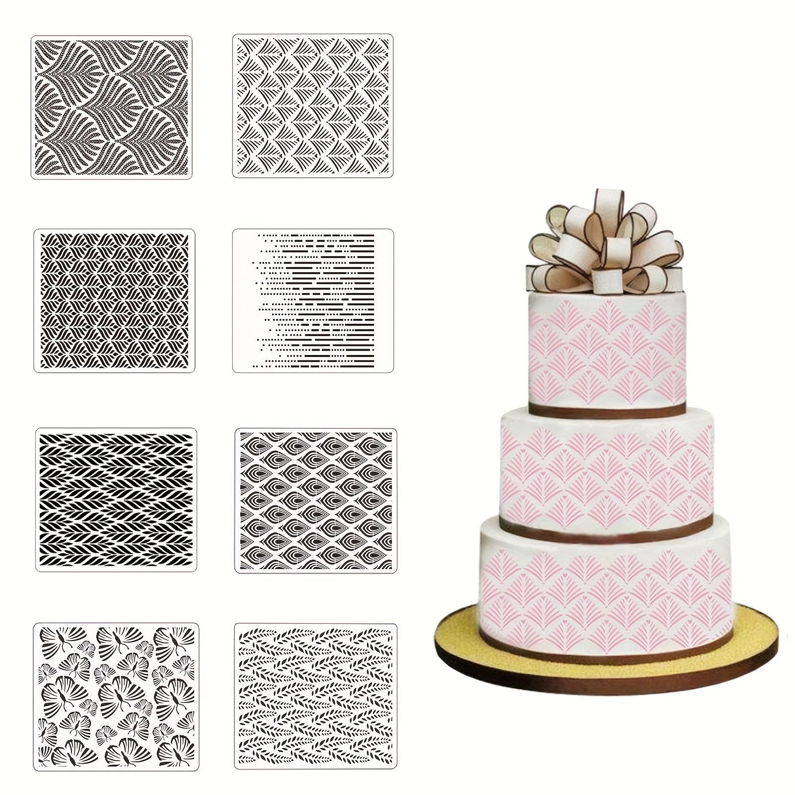  WYD 4-Pack Plastic Cake Decorating Stencil Molds Wedding  Brithday Cake Stencils Fondant Stencil Baking Tools Dessert Decorating  Molds(54005) : Home & Kitchen