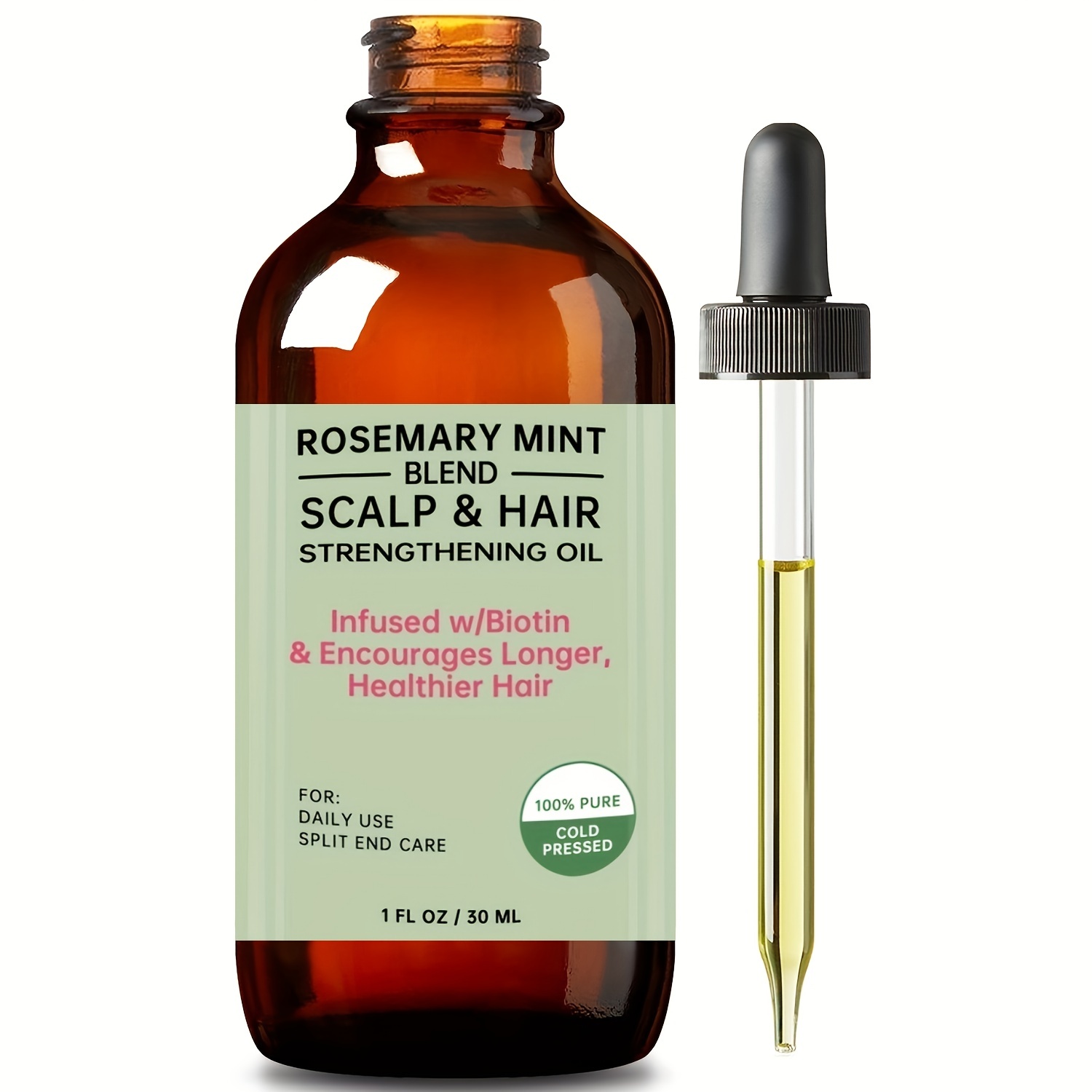 

Rosemary Mint Scalp & Hair Strengthening Oil With Biotin & Essential Oils, Hair Care Essential Oil For Split Ends And Dry Scalp For All Hair Types, 1-fluid Ounces