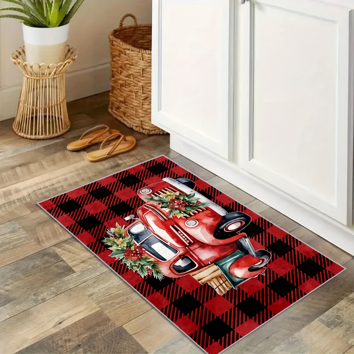 Christmas Kitchen Rugs And Mats, Non Skid Washable Absorbent