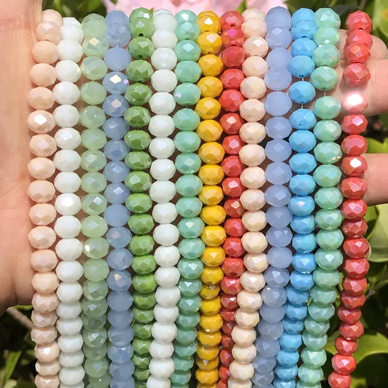 4/6/8 MM Transparent Round Glass Austria Faceted Crystal Bead For DIY  Necklace Jewelry Making Accessories Colorful Ball Beads