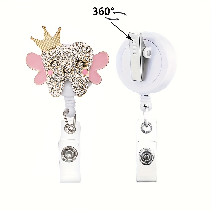 Ladies Artificial Diamond set Retractable Id Card Clip - Temu Canada