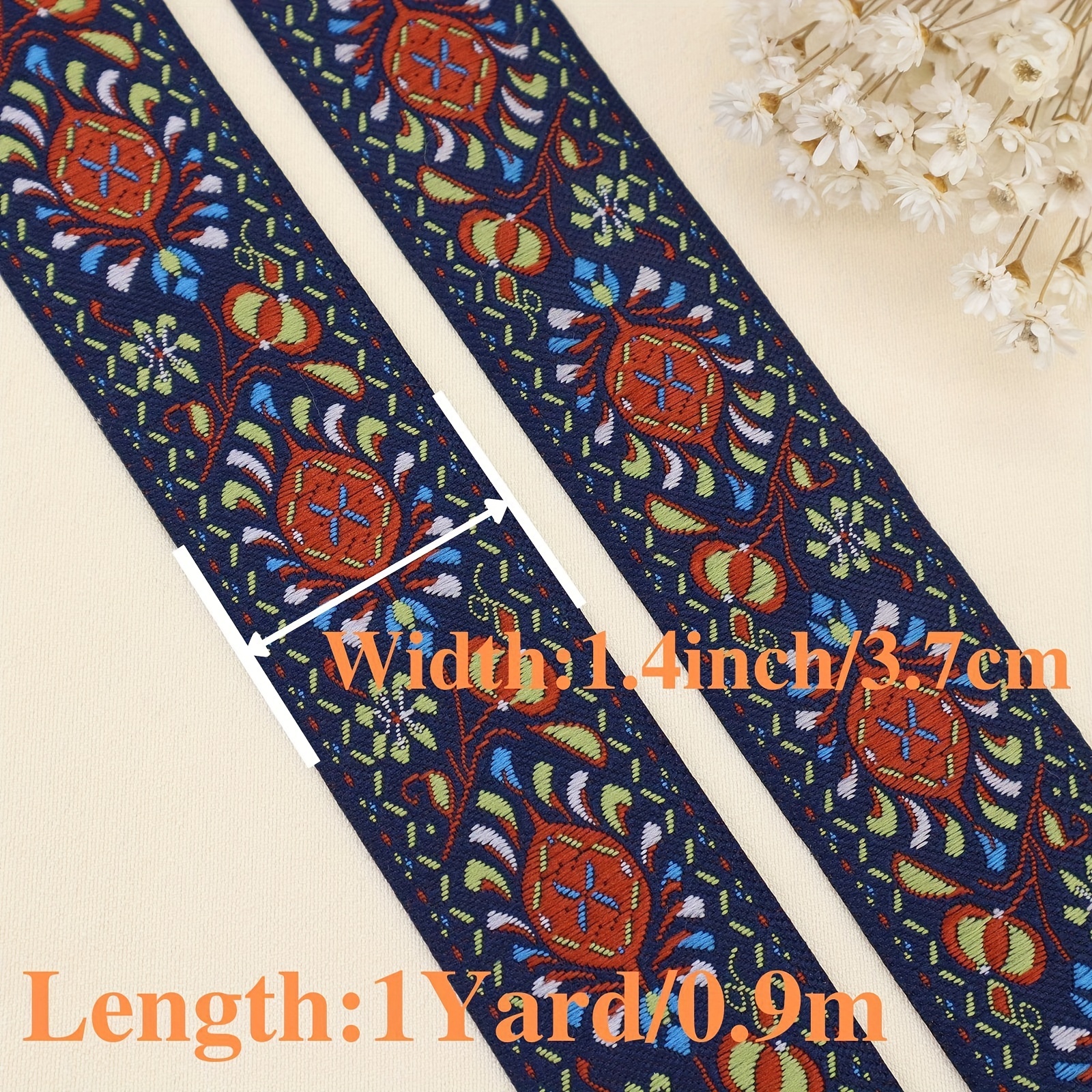 1 Yard Vintage Jacquard Ribbon Boho Ribbon Trim Sewing - Temu