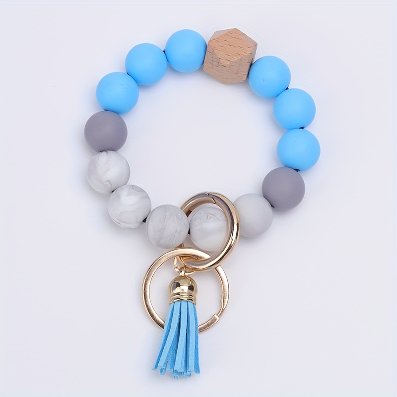 Silicone Color Block Key Ring Bracelet