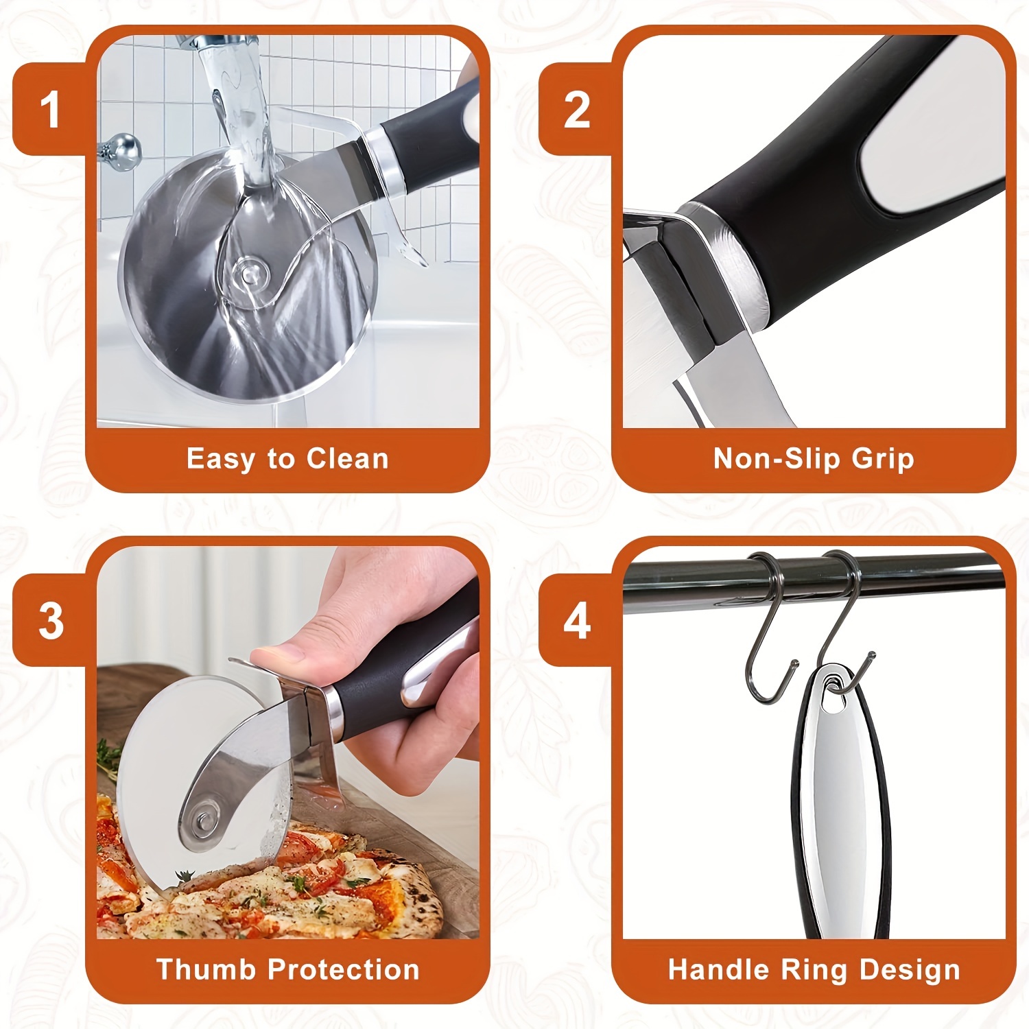 Stainless Steel Pizza Cutter - Pizza Cutter Wheel Slicer with Non Slip  Handle, Super Sharp and Durable Blade Ideal for Pizza, Pies, Waffles and  Dough Cookies - Easy to Use and Clean 