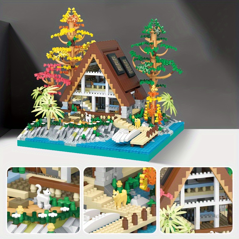 2688pcs Lakeside A Frame Cabin Building Blocks For Adults Home Decor Gift, Shop On Temu And start Saving