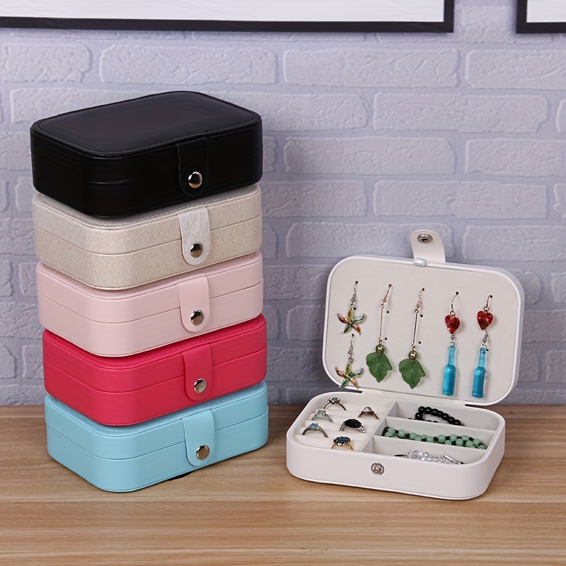 Jewelry Box for Women, Portable Double-Layer Jewelry Storage Box, Earrings,  Rings, Necklaces, Bracelets, PU Leather Compact Portable Jewelry Suitcase