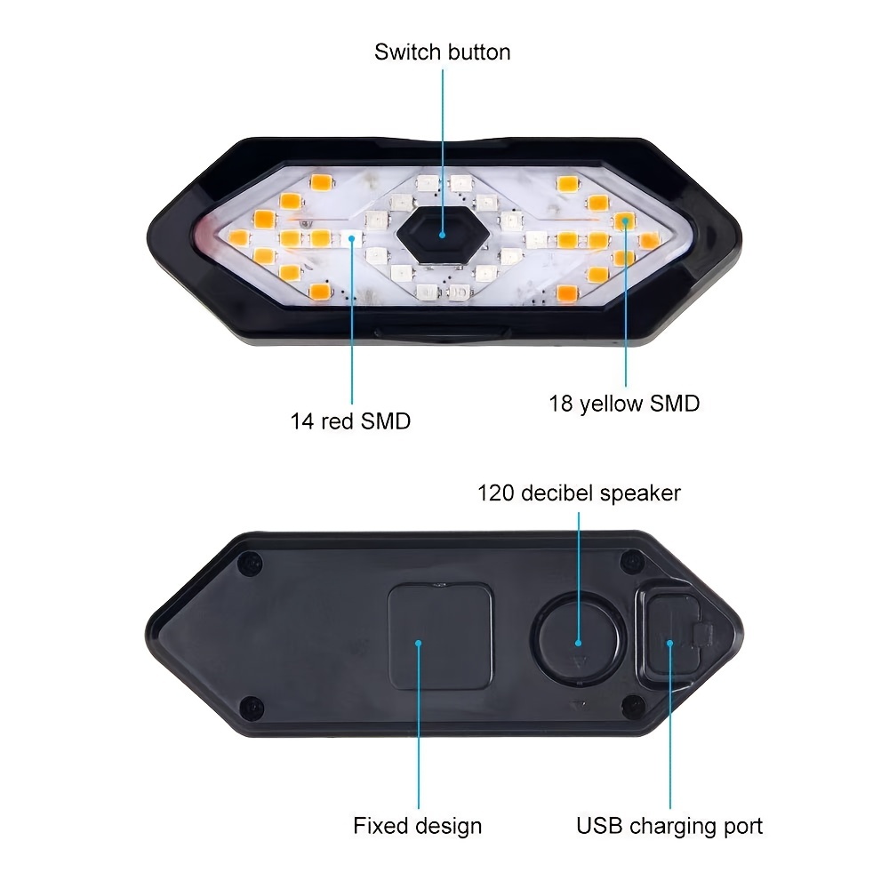 Bike Rear Light 5 Modes Remote Control Signal Horn Bicycle Accessory