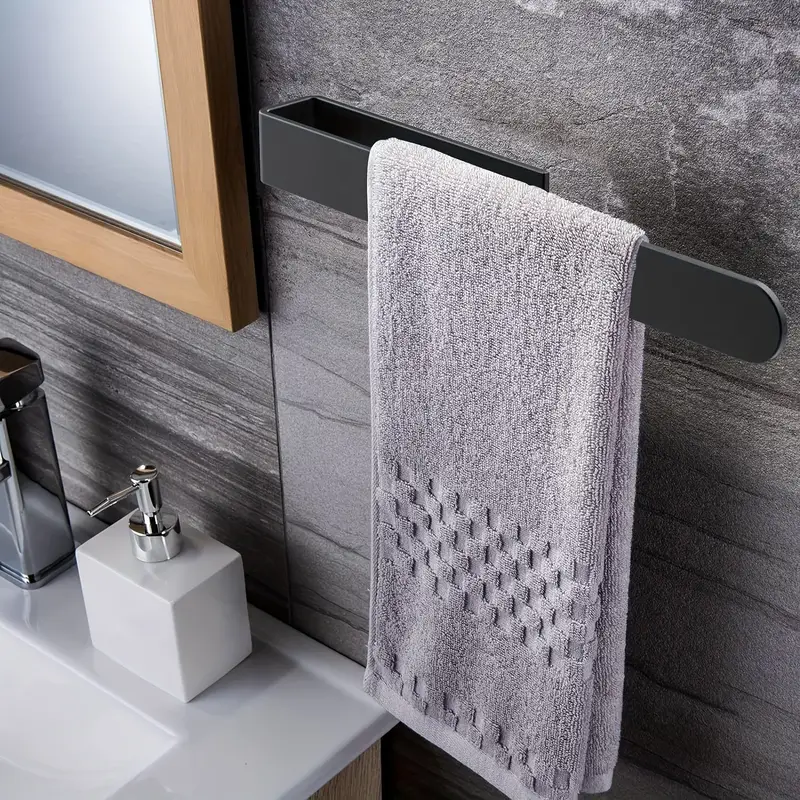 self stainless steel towel rail 23 6 x 37 4 matte black no drill wall holder for bathroom kitchen ideal for hanging towels towel rack modern towel holder durable towel rack Product details 8