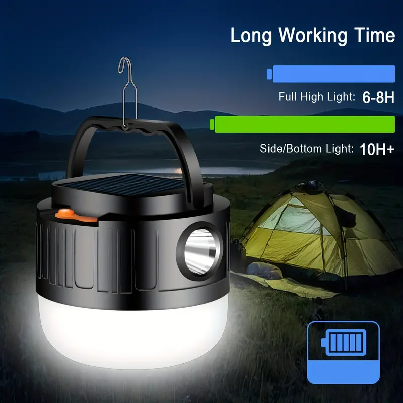 Lampe Camping Solaire À Led Lampe Poche Rechargeable Usb - Temu