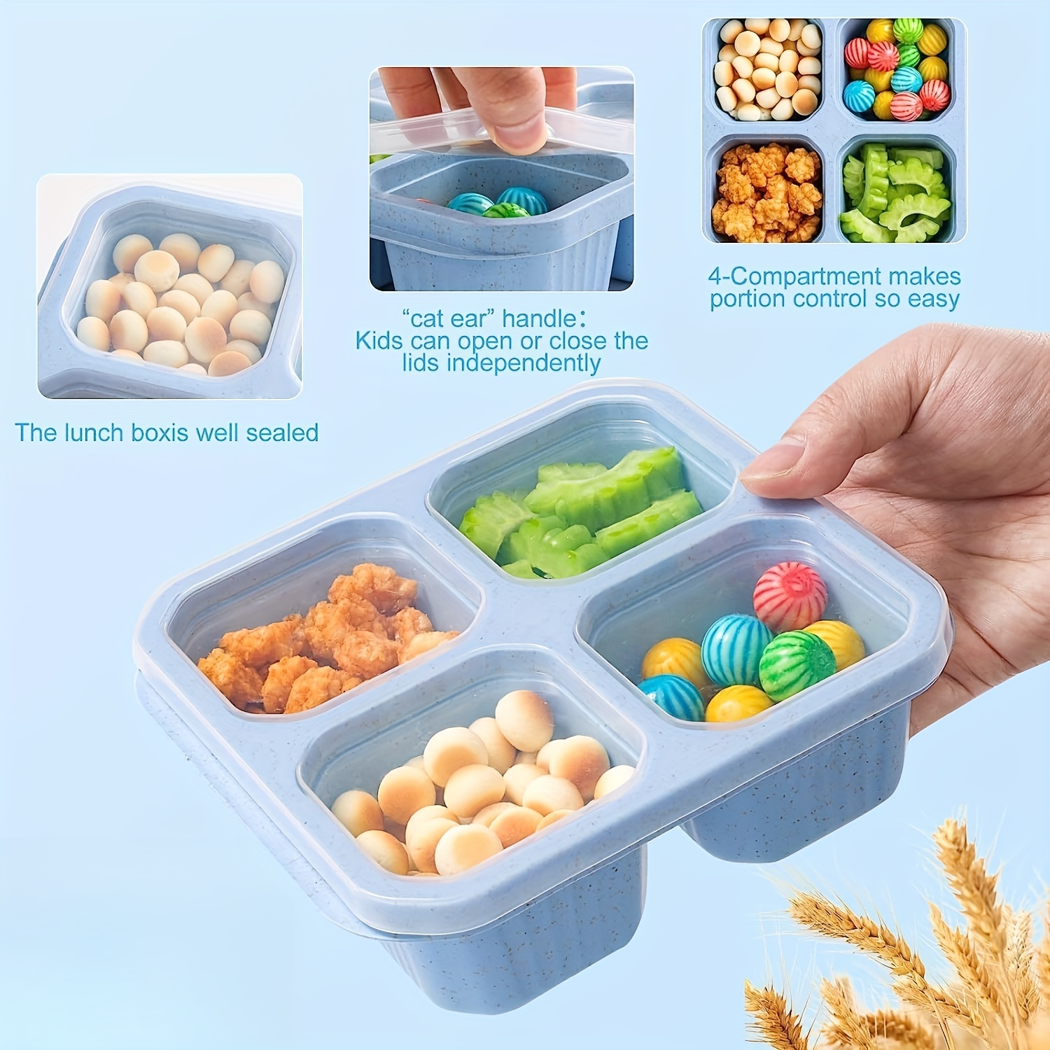 Snack Containers, Divided Bento Snack Box, 4 Compartments Reusable Meal  Prep Lunch Containers For Teens/adults, Food Storage Containers For School  Work Travel - Temu Malaysia
