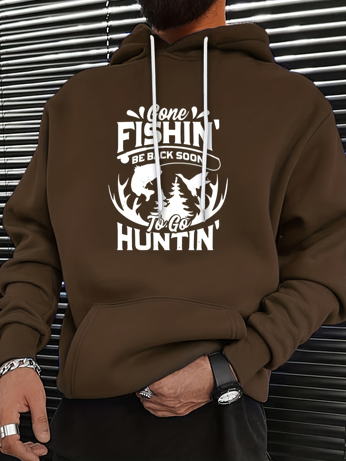 Men's Casual Fishing Pattern 3d Print Hooded Sweatshirt - Temu Canada