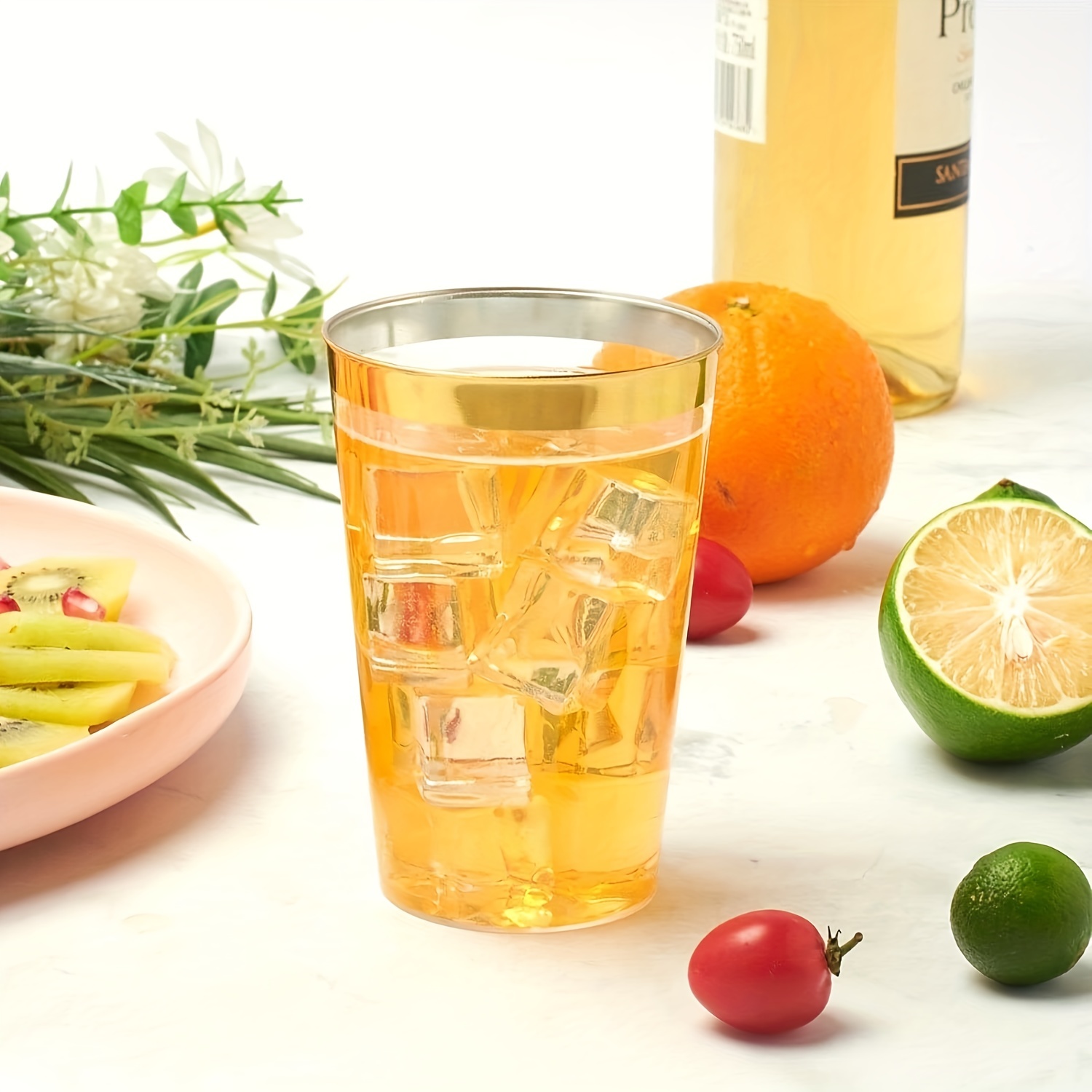 Clear Disposable Plastic Cups With Golden Rim, Drinking Cup For Fruit  Punch, Cocktails, Wine, Dessert Tumbler, Elegant Tumblers Glasses For  Birthday, Weddings, Holidays, Halloween, Christmas, New Year, Party  Supplies - Temu