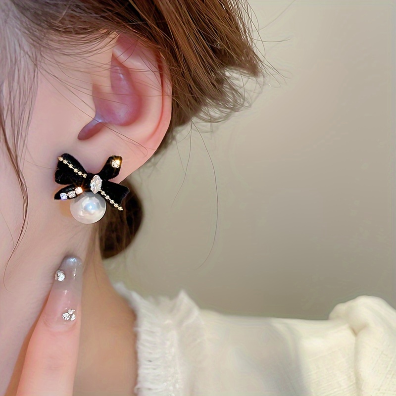  Bow Stud Earrings for Women, Elegant Bow Dangle Stud