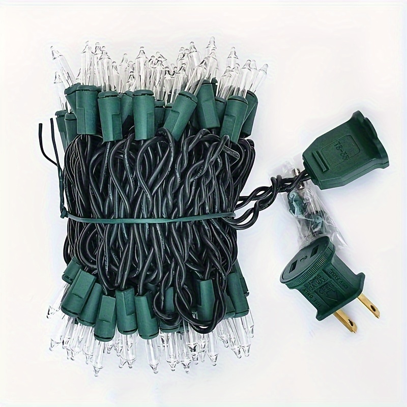 Battery-Operated 20 LED String Lights Set - Green/Clear Cord