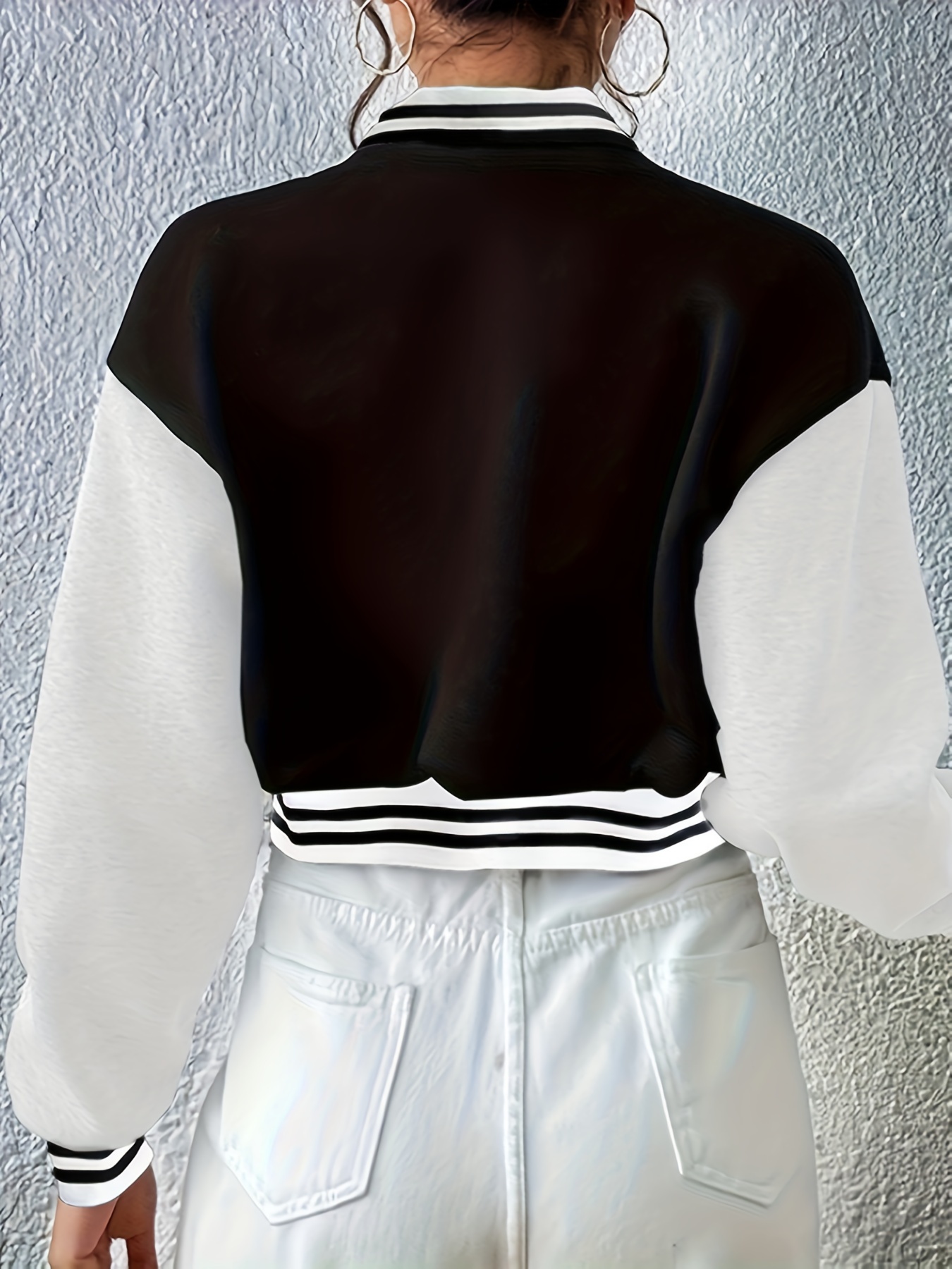 2023 Autumn and Winter New Fleece Women's Pilot Jacket Baseball Uniform Short Jacket Colorful Letter Casual Loose Long Sleeve Jacket
