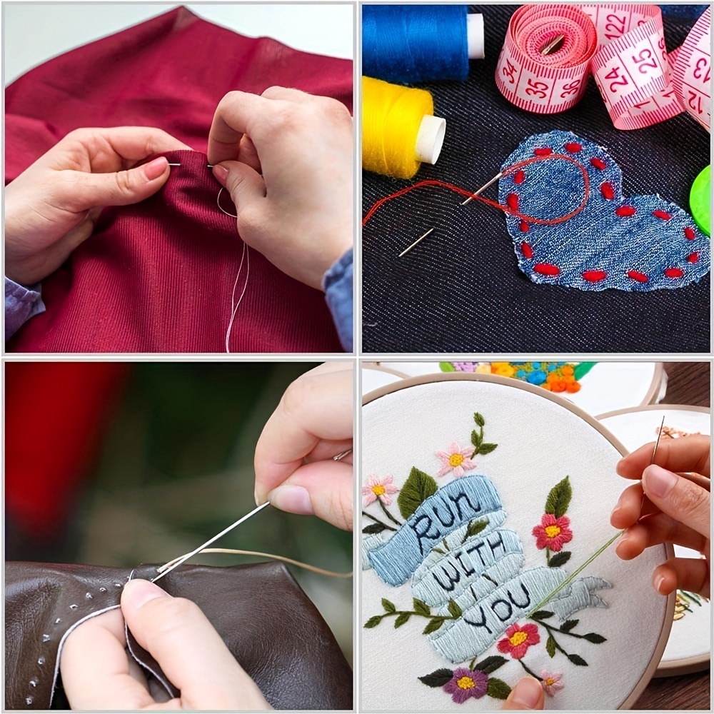 Hekisn Large Eye Sewing Needles, Sewing Needles, Stainless Steel Embroidery Thread Needle, Handmade Yarn Knitting Needles Leather Needle (15 Pieces)