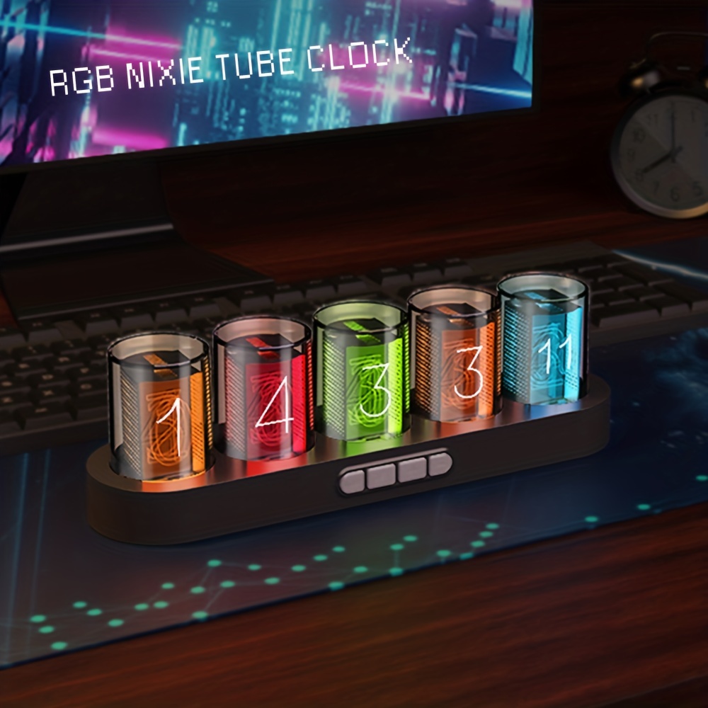 Aktualisieren Digitale Nixie-röhrenuhr Rgb-kreativuhr 16 Millionen Farben 9  Modusanpassungen, Kostenloser Versand Neue Benutzer