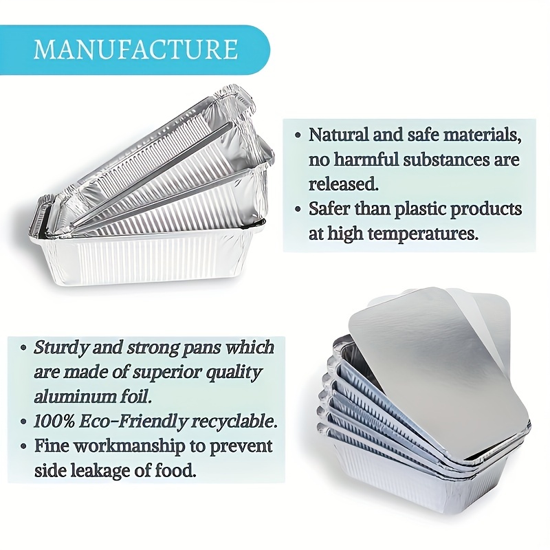 Aluminum Foil Pans With Board Lids Tin Foil Pans With High Heat  Conductivity Disposable Aluminum Tray Cookware For Baking, Grilling,  Cooking, Storing, Prepping - Temu