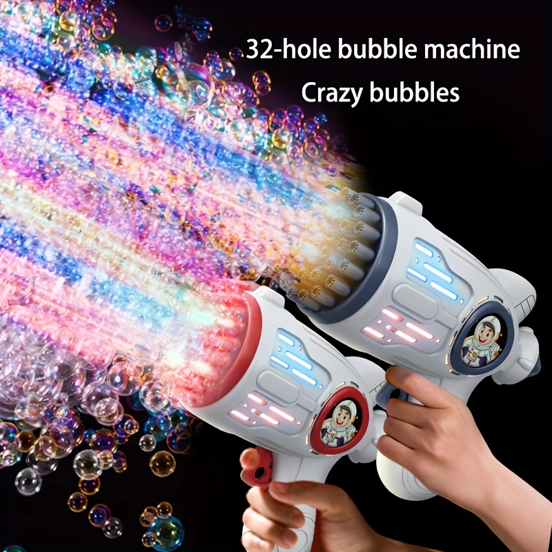 

1pc Bubble Machine For Toddlers 32 Hole Light Up Bubble Maker For Kids, Automatic Bubble Blower Bubble Blaster Summer Outdoor Toys, Birthday Party Favor Gift