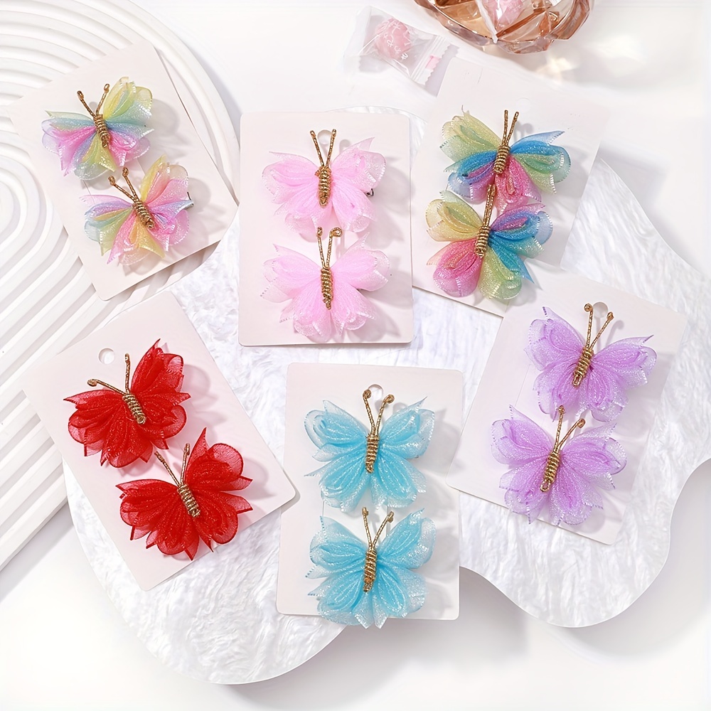 Mini Butterfly Hair Clips Mesh Colorful Butterfly Hairpins - Temu United  Arab Emirates