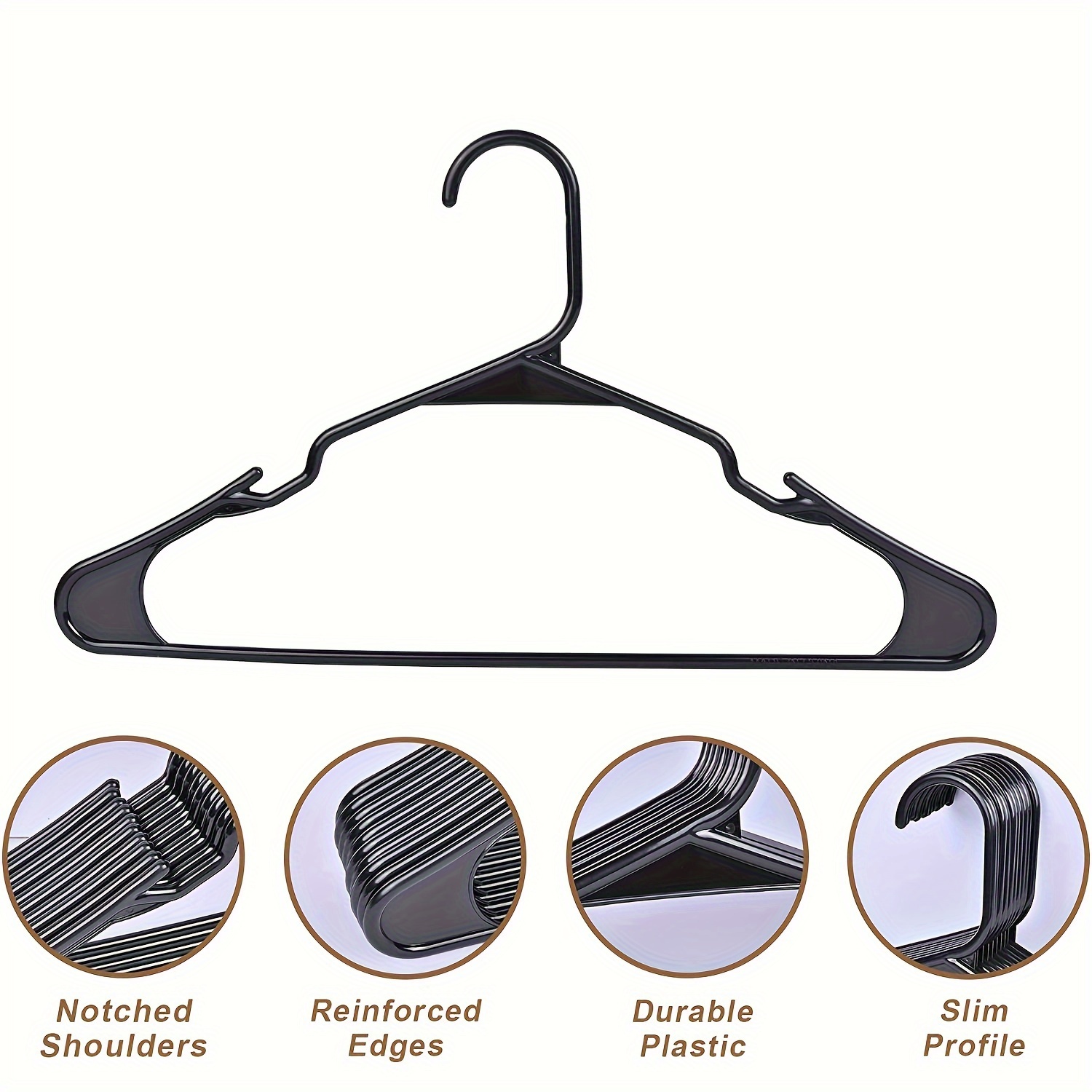 Plastic Clothes Hangers With Anti-slip Rubber, Non-slip Clothes Racks, Heavy  Duty Coat Hangers For Closet, Laundry Hangers For Adult Coat, Suit, Dress,  Household Storage Organizer For Bedroom, Bathroom - Temu