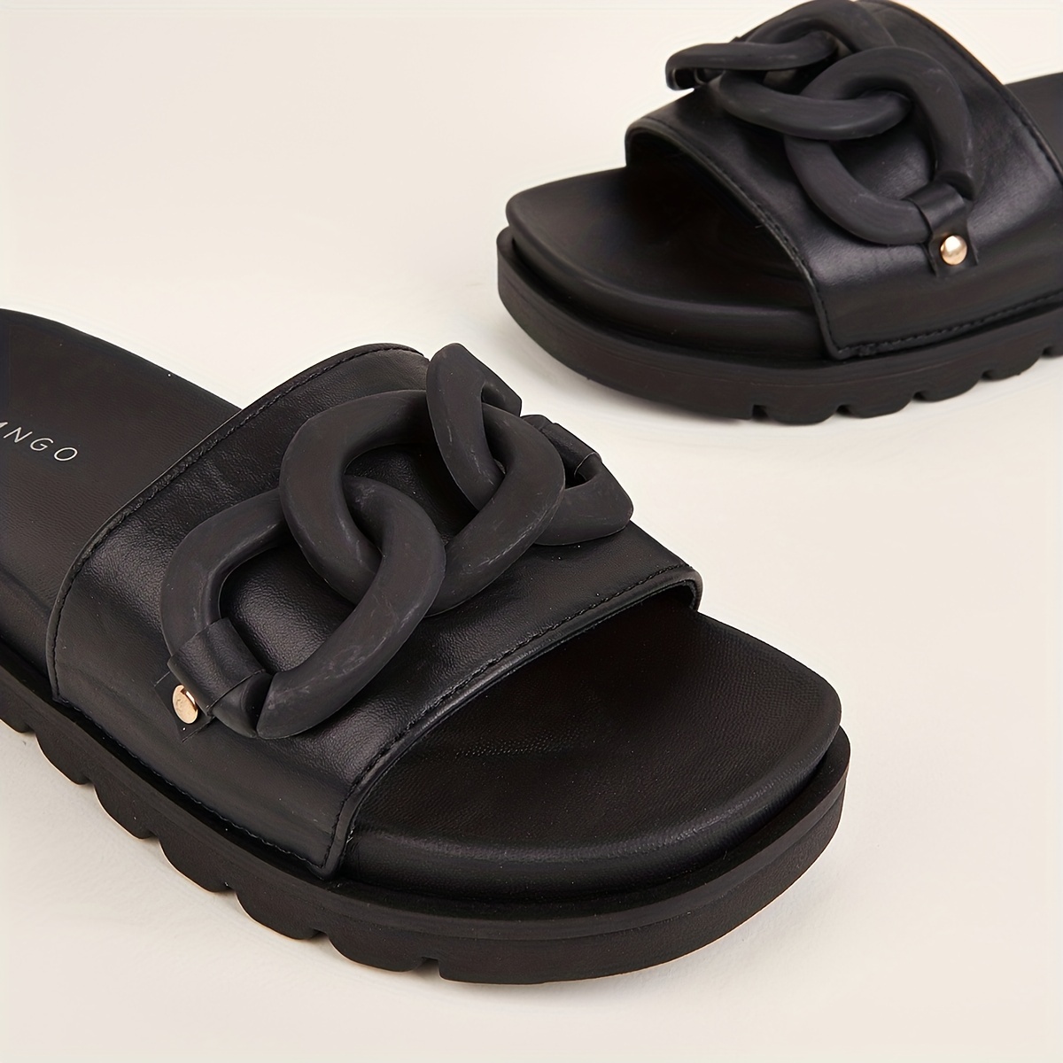 Women's Chain Decor Slide Sandals Soft Sole Summer Shoes