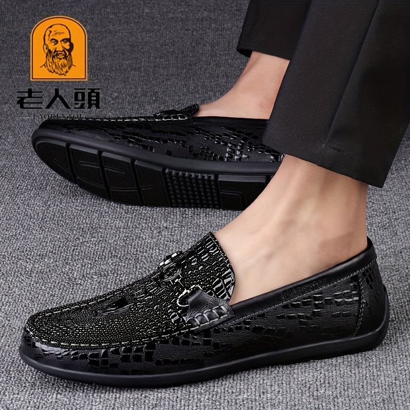 Laorentou Men's Premium Leather Horsebit Loafer Shoes, Lightweight Non-slip Casual  Shoes, Spring And Summer - Temu