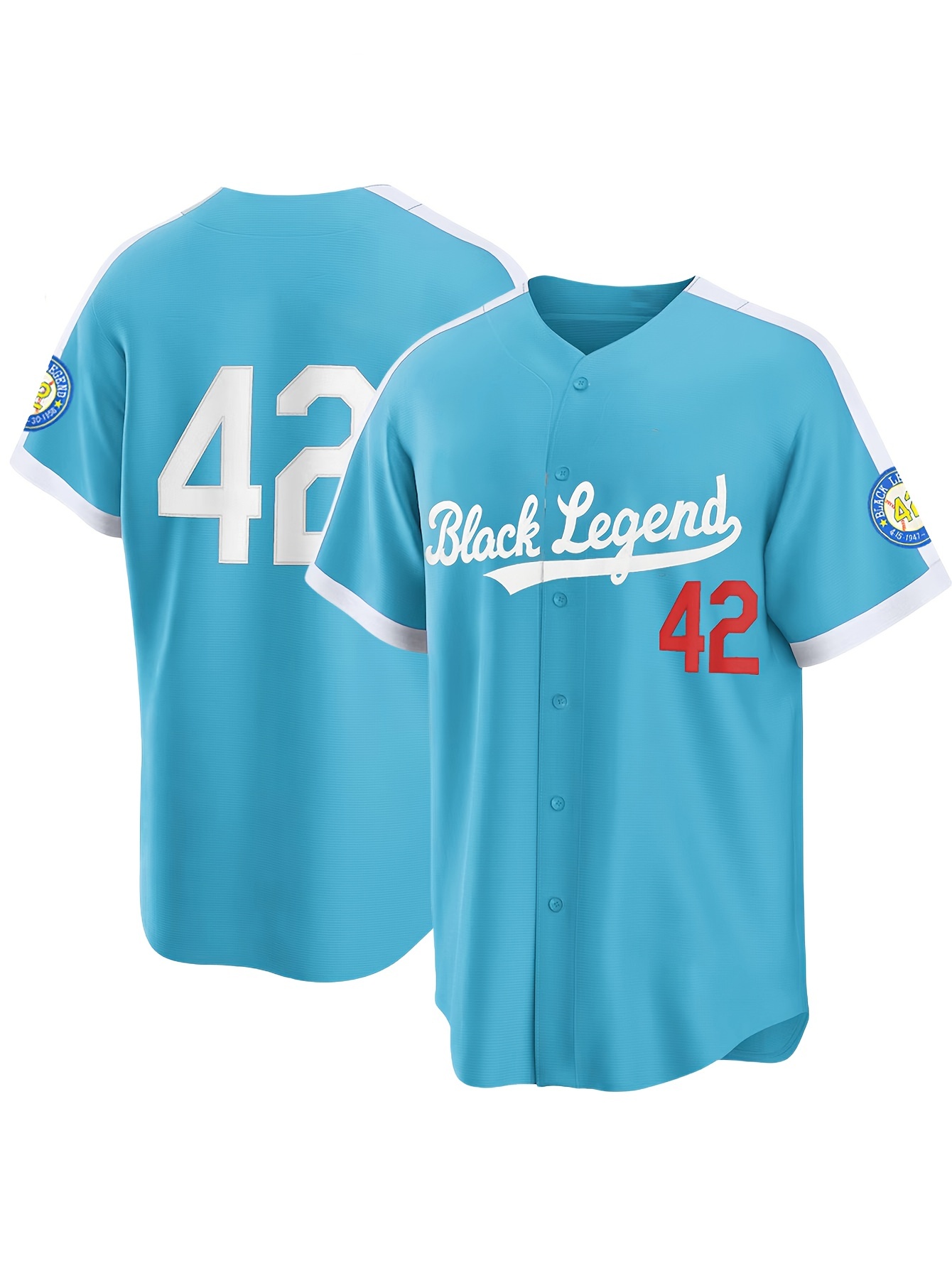 Mens Black Legend 42 Baseball Jersey Retro Classic Baseball Shirt