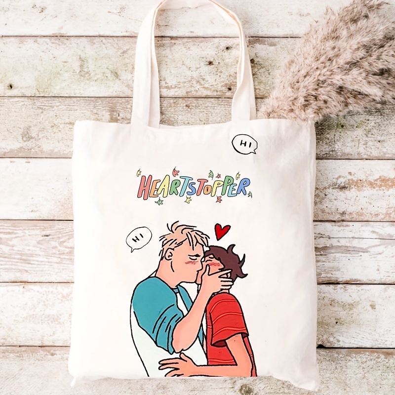 Fashionable Tote Bag With Character Print On Canvas