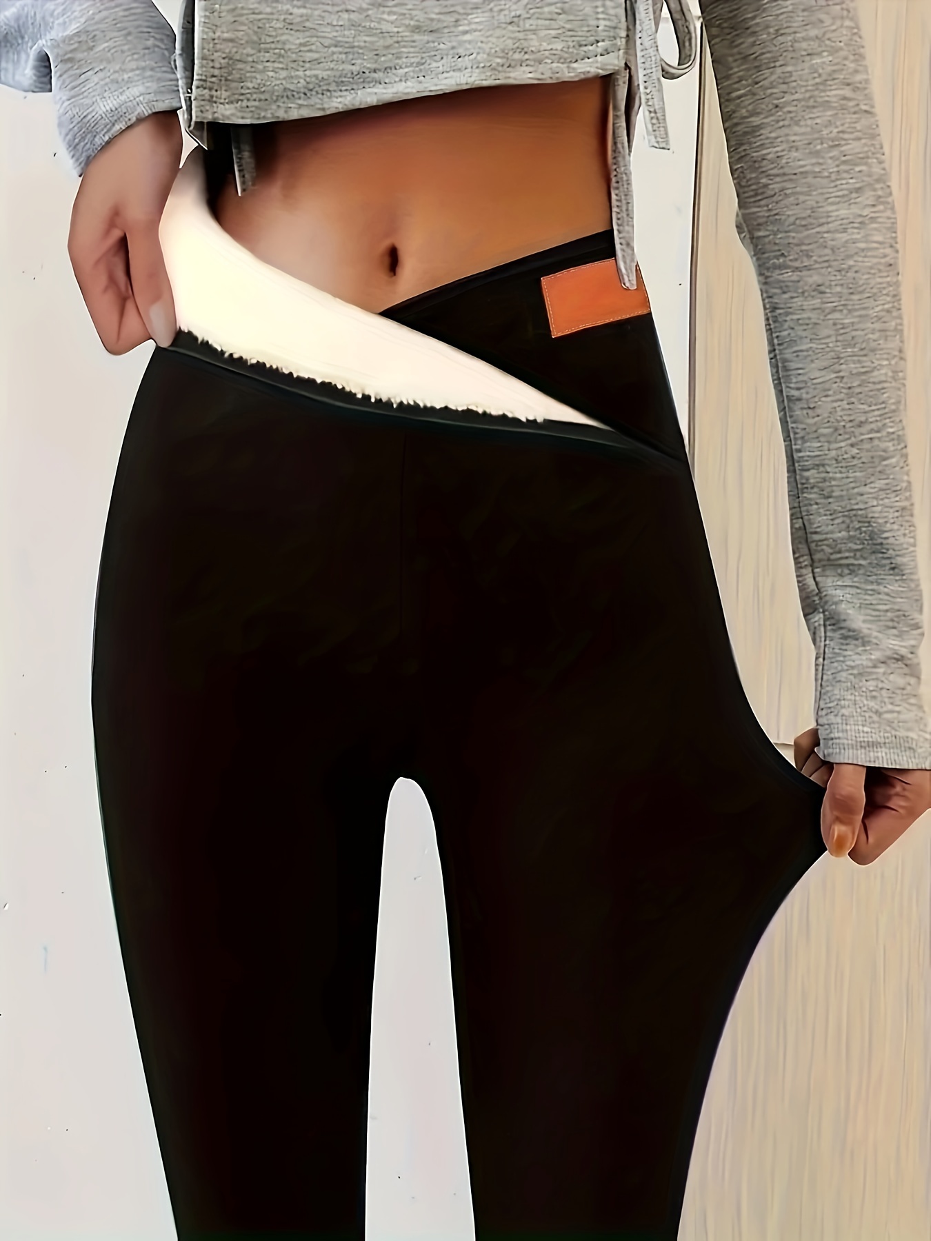 Plus Size Sports Leggings Women's Plus Solid Fleece Lined - Temu